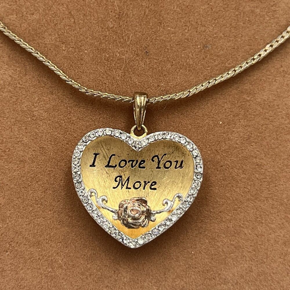 ROSS SIMON 18 K PLATED STERLING SILVER I Love You More HEART PENDANT Necklace